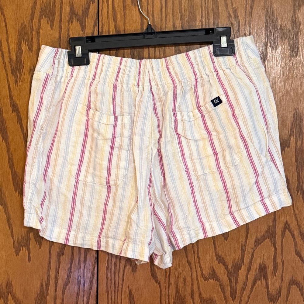 GAP Linen Blend Striped Shorts Women’s Large Elastic Waist Pull On - Picture 3 of 9